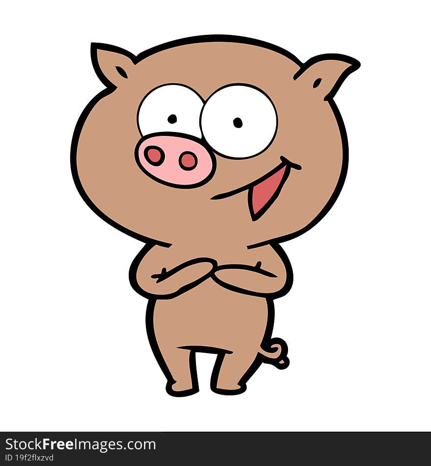 cheerful pig cartoon. cheerful pig cartoon