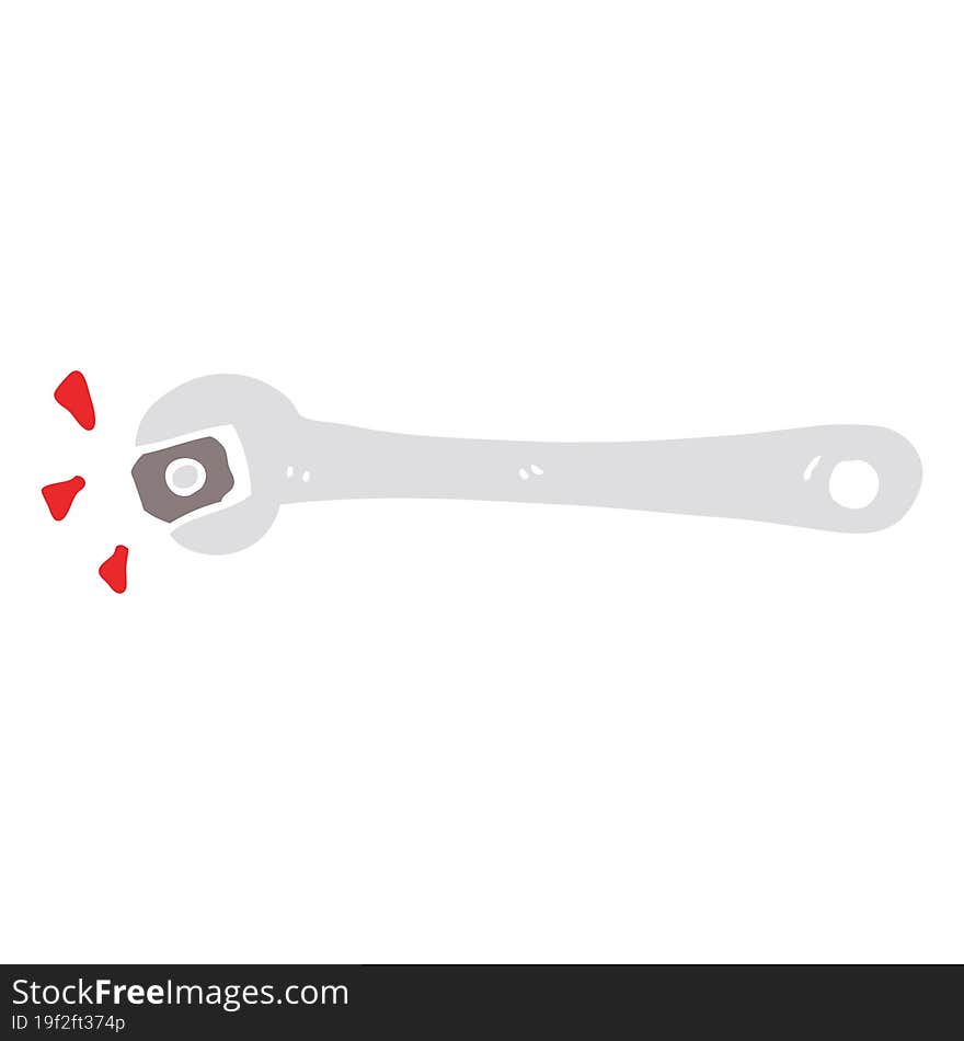 flat color style cartoon spanner turning nut