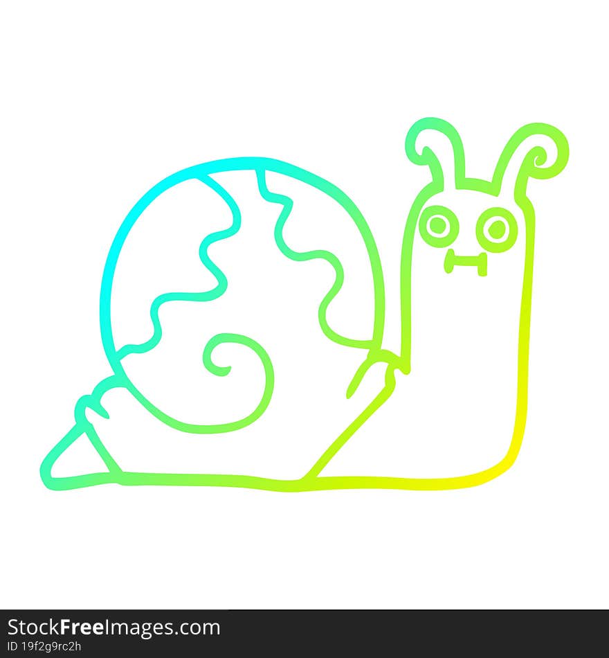 cold gradient line drawing of a cartoon snail