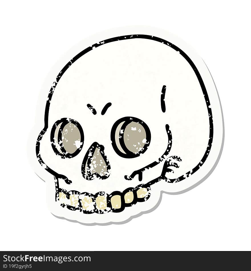 traditional distressed sticker tattoo of a skull