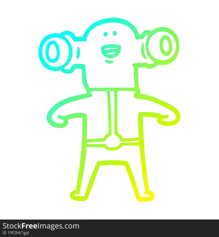 Cold Gradient Line Drawing Friendly Cartoon Alien