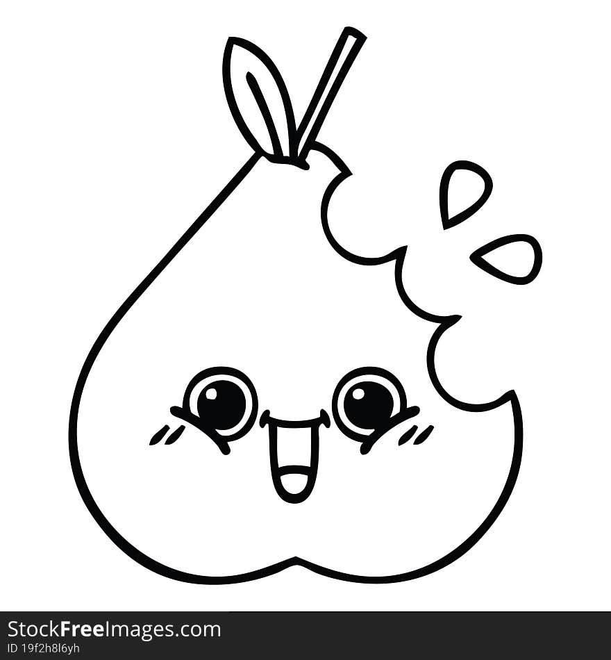 line drawing cartoon green pear