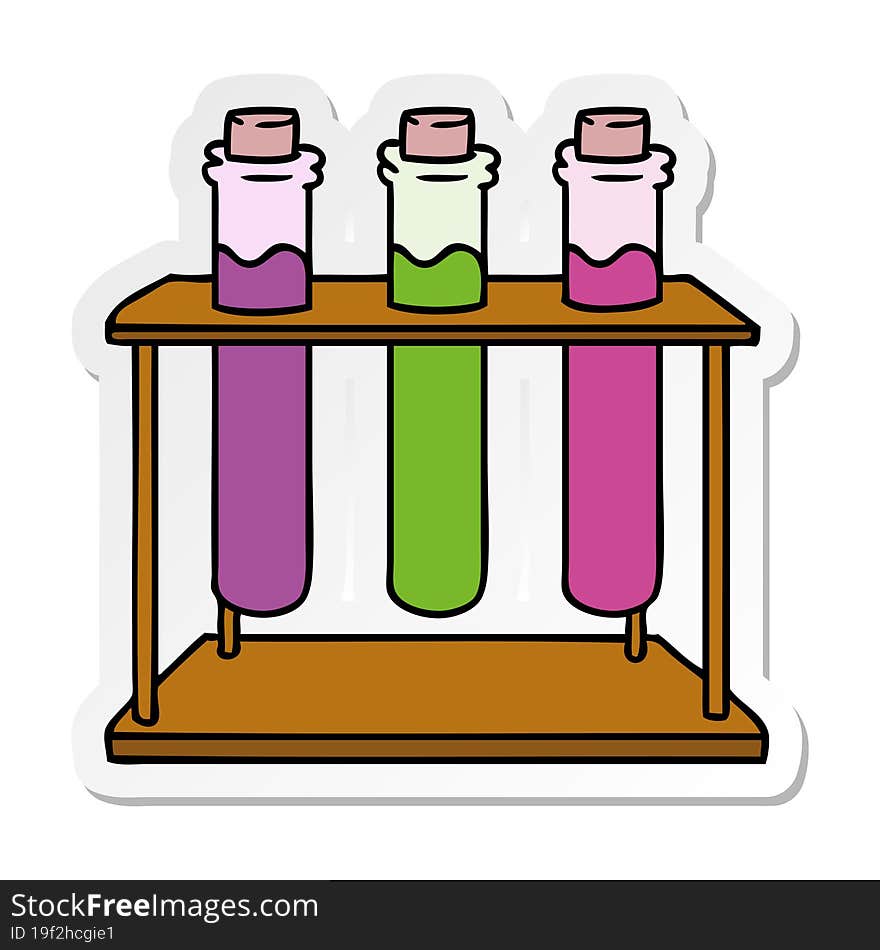 Sticker Cartoon Doodle Of A Science Test Tube