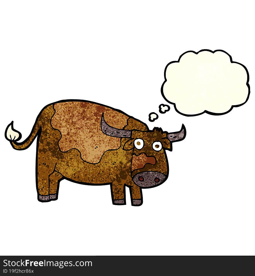 cartoon cow with thought bubble