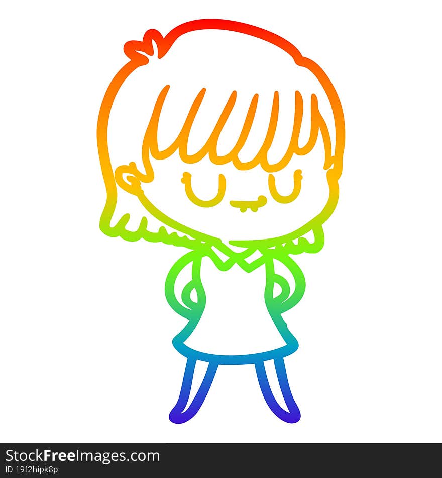 rainbow gradient line drawing of a cartoon woman