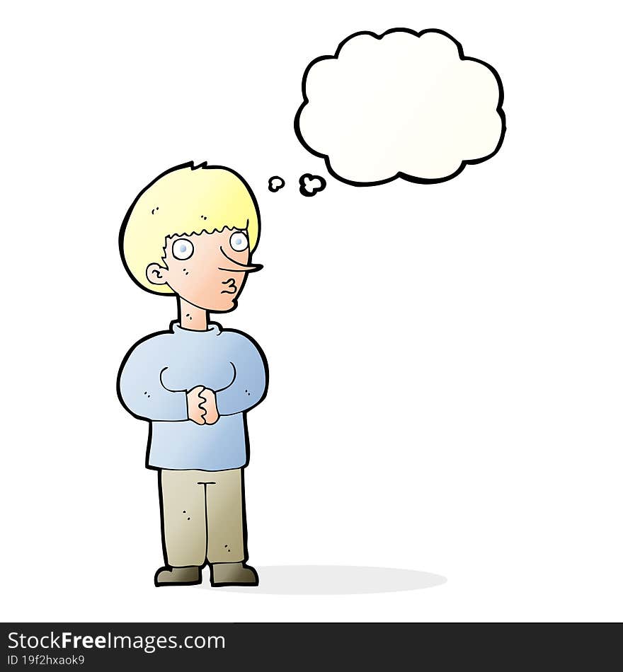 cartoon nervous man with thought bubble