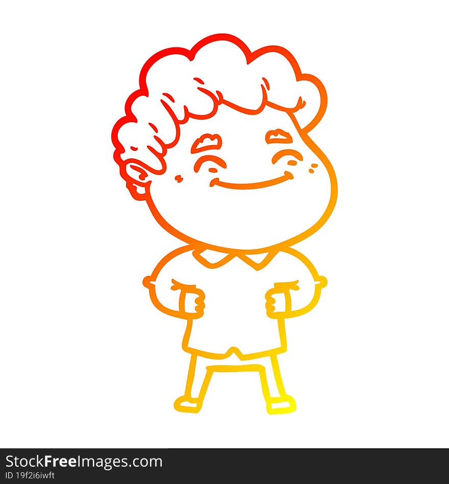 warm gradient line drawing cartoon friendly man