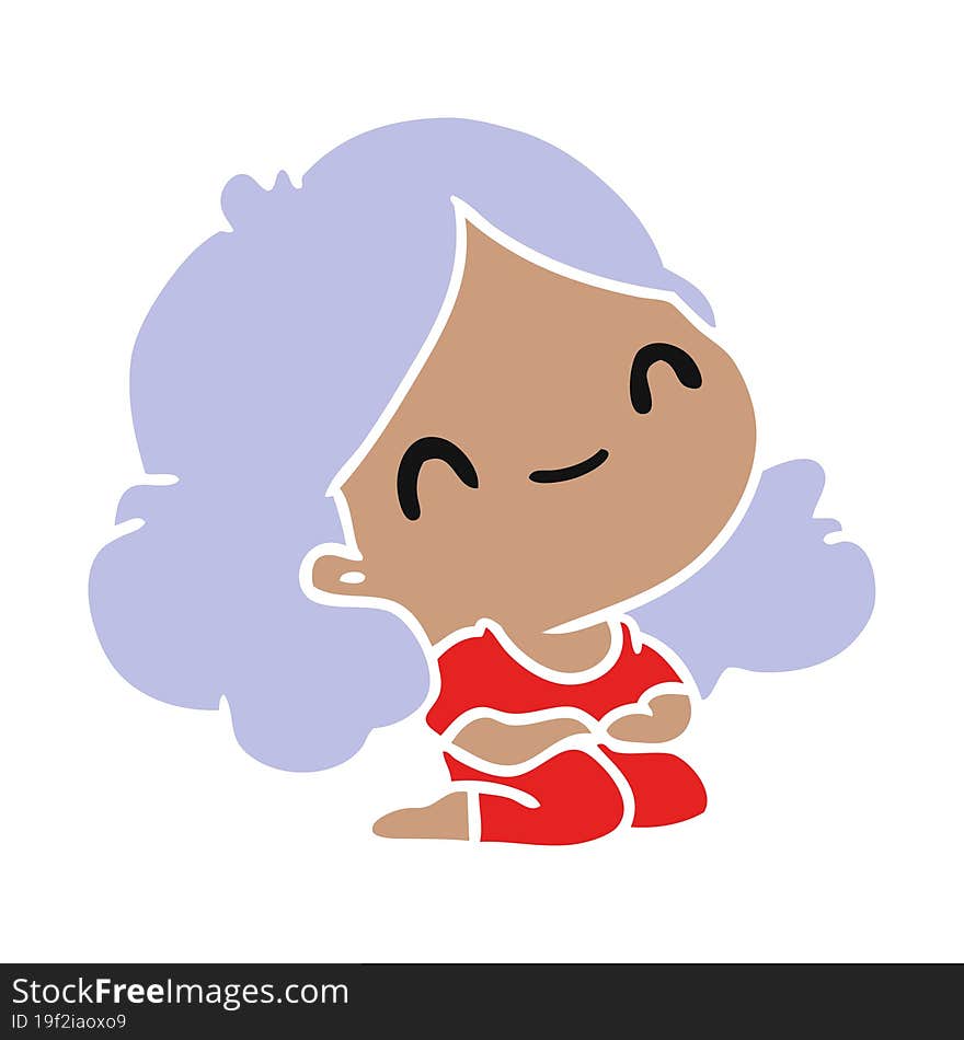 cartoon illustration of a cute kawaii girl. cartoon illustration of a cute kawaii girl