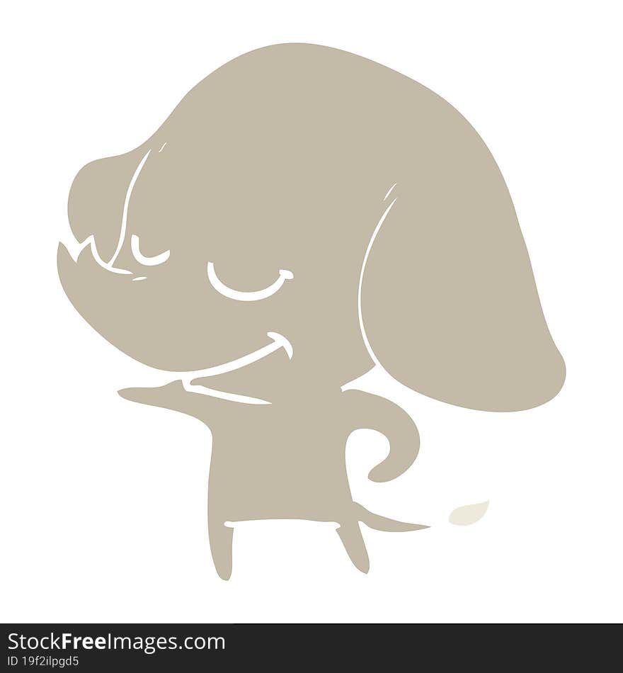 flat color style cartoon smiling elephant