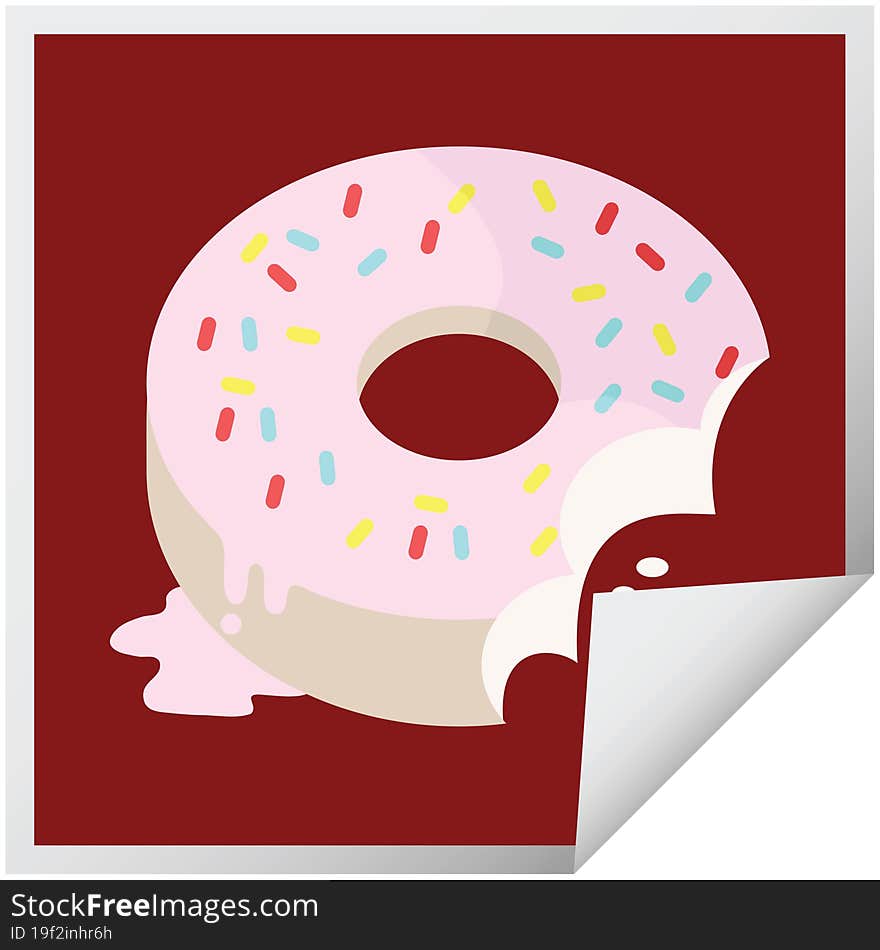 bitten frosted donut graphic square sticker