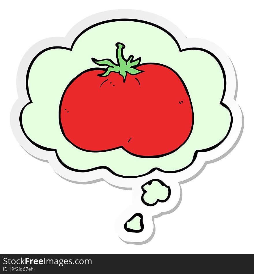 Cartoon Tomato And Thought Bubble As A Printed Sticker