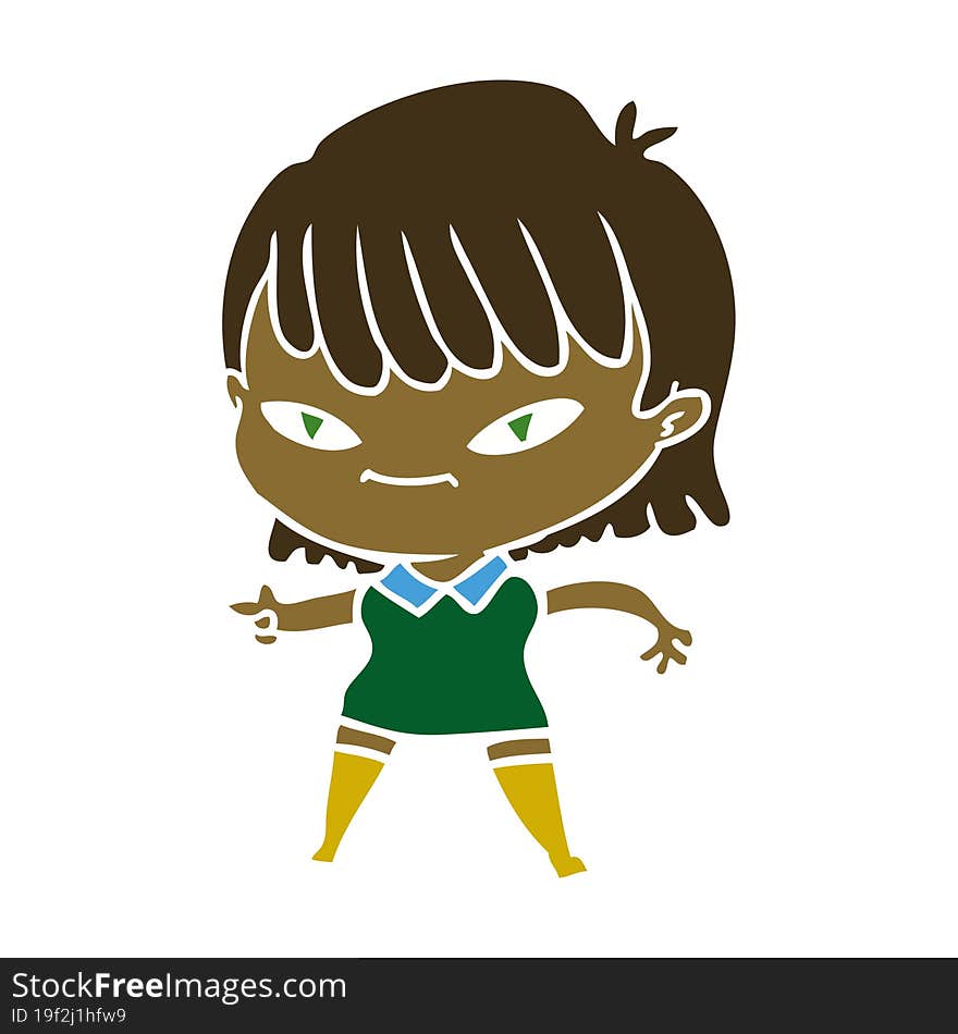 Flat Color Style Cartoon Pointing Woman