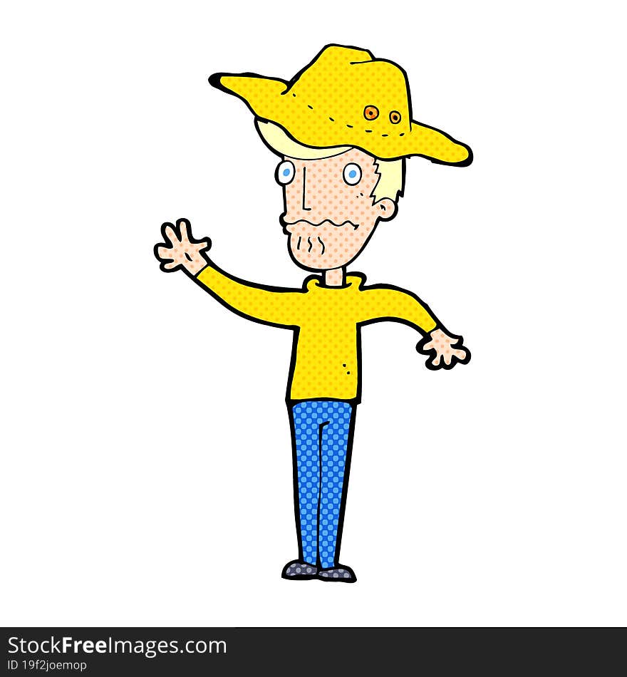 cartoon man in outback hat