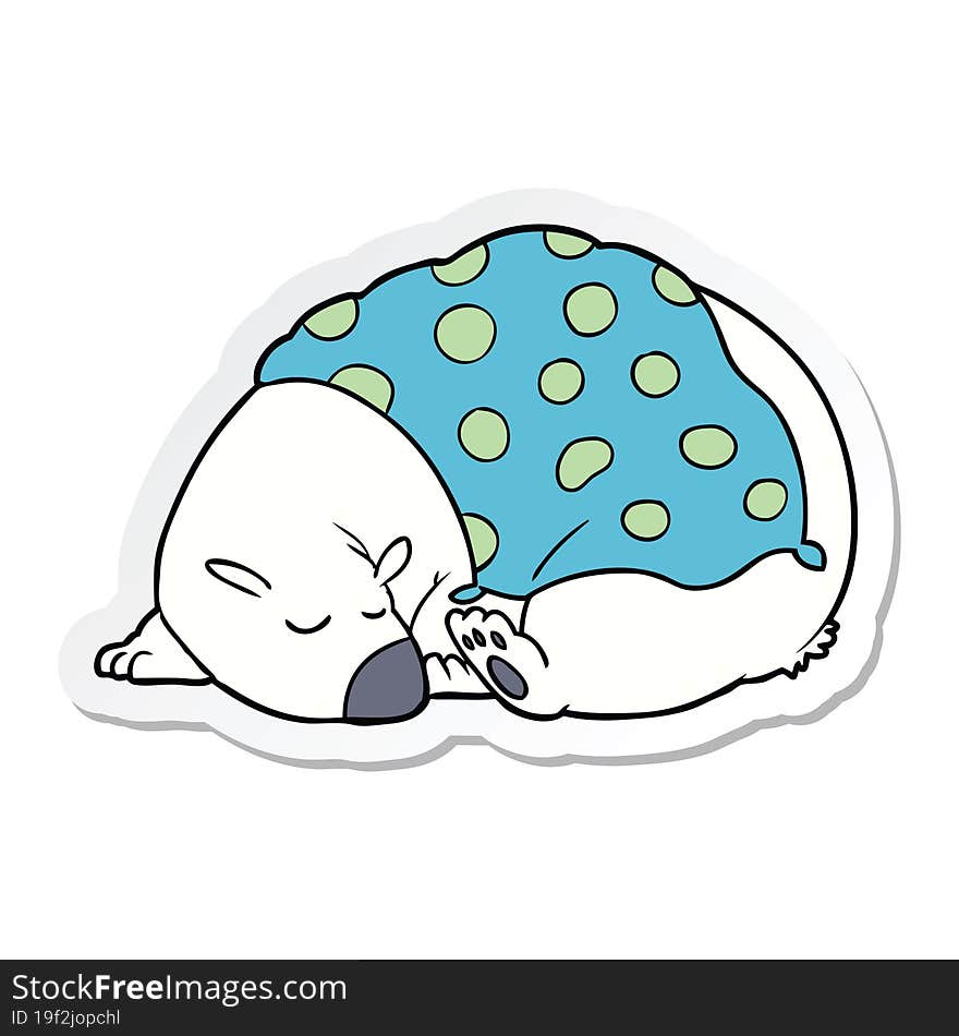 Sticker Of A Cartoon Polar Bear Sleeping