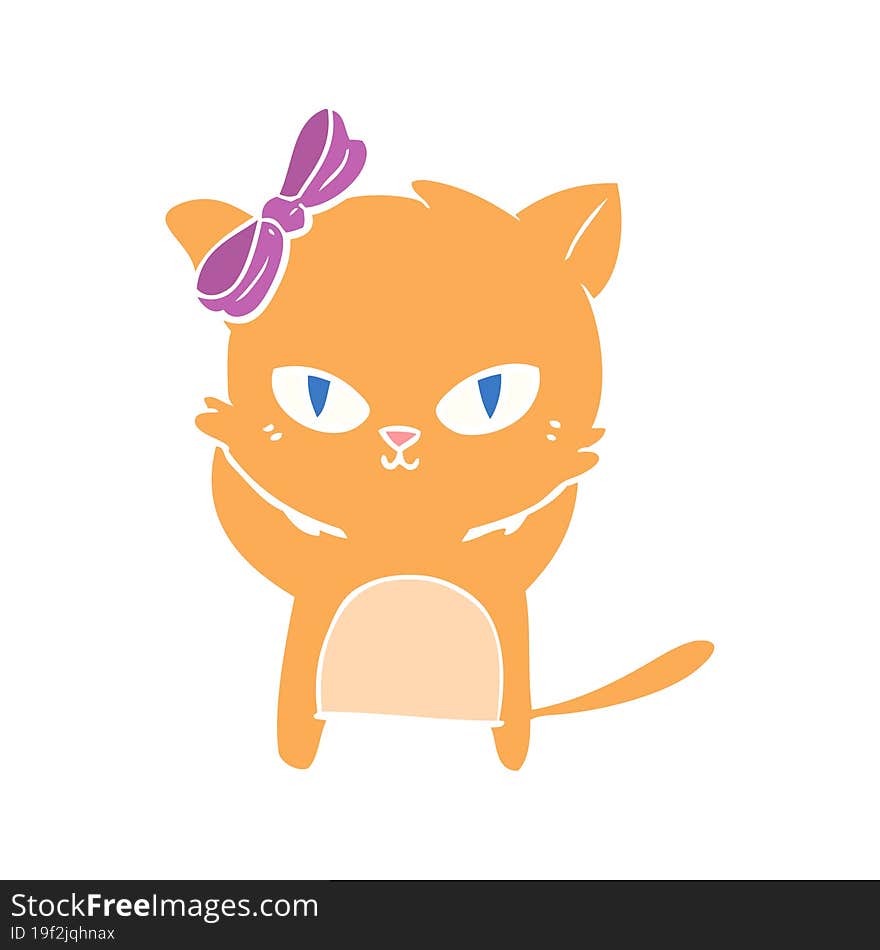 cute flat color style cartoon cat