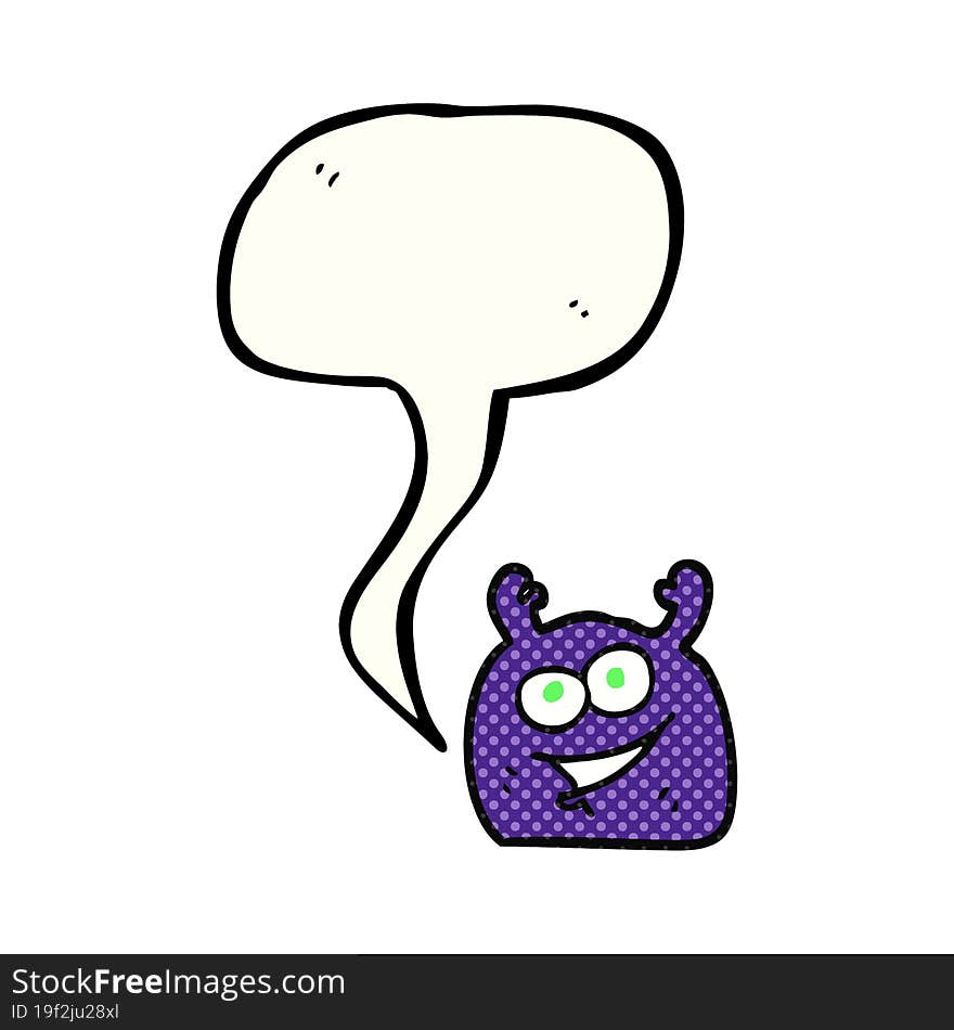 freehand drawn comic book speech bubble cartoon little alien