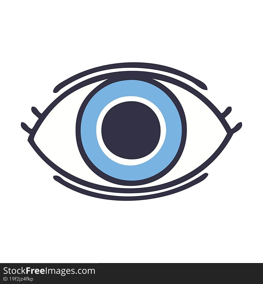 flat color retro cartoon of a eye. flat color retro cartoon of a eye