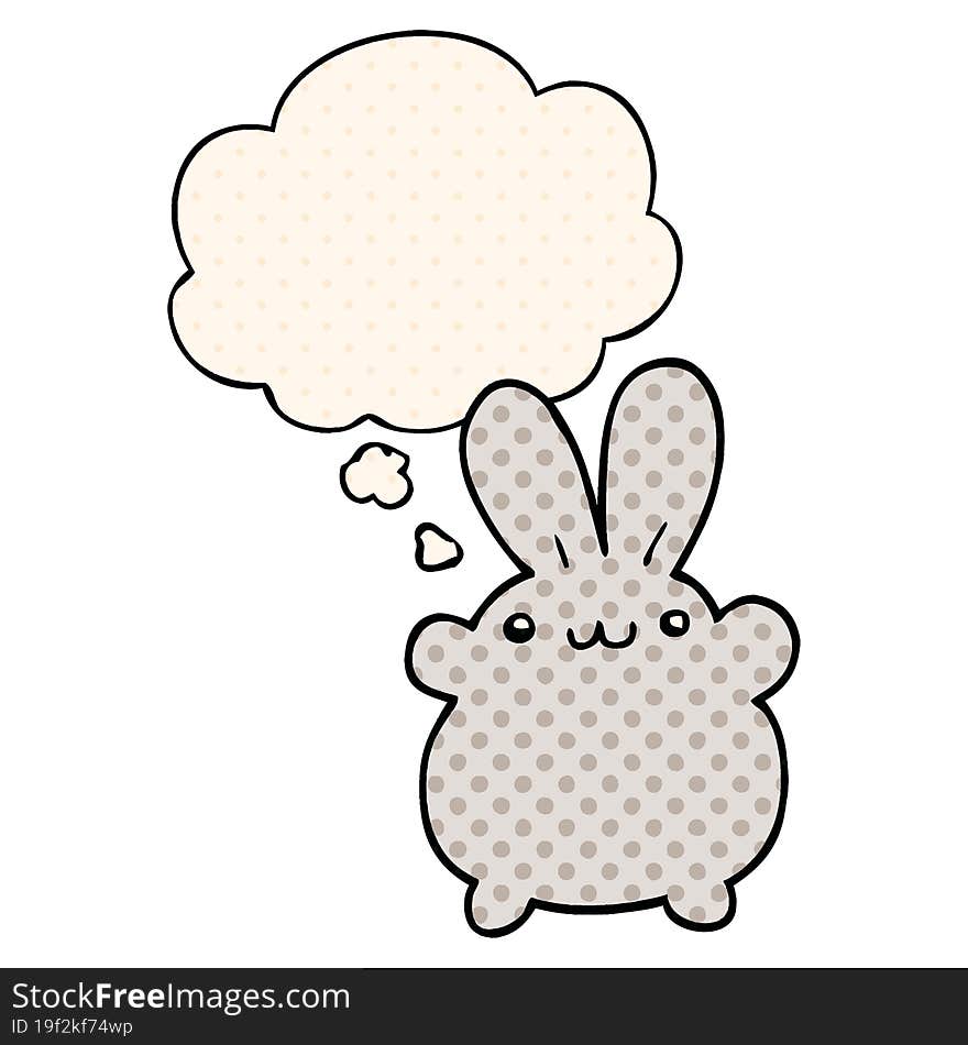 cartoon rabbit with thought bubble in comic book style