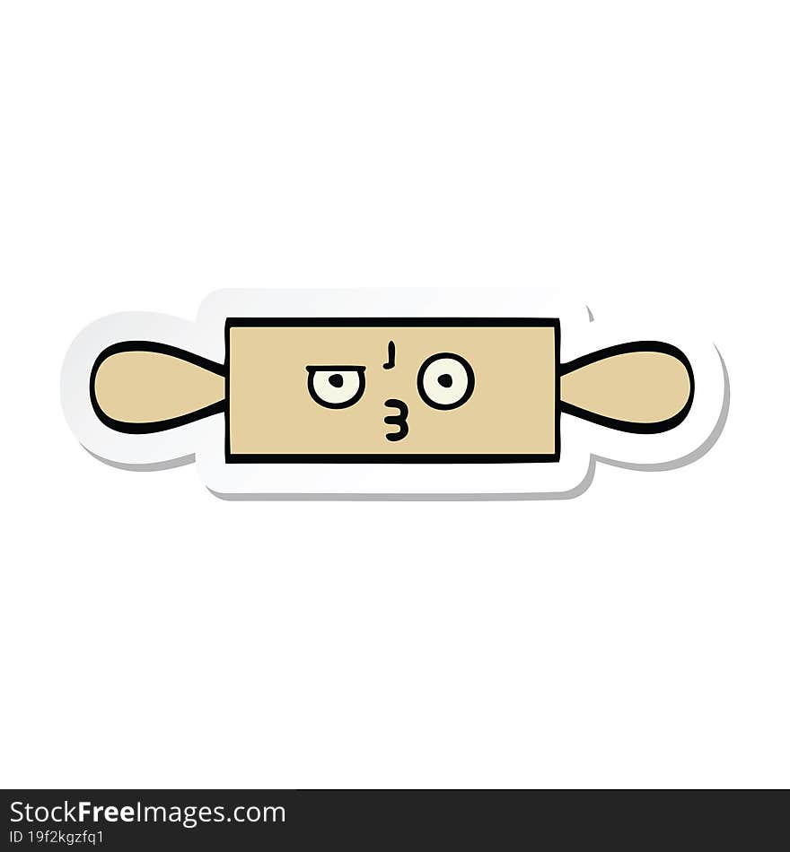 sticker of a cute cartoon rolling pin