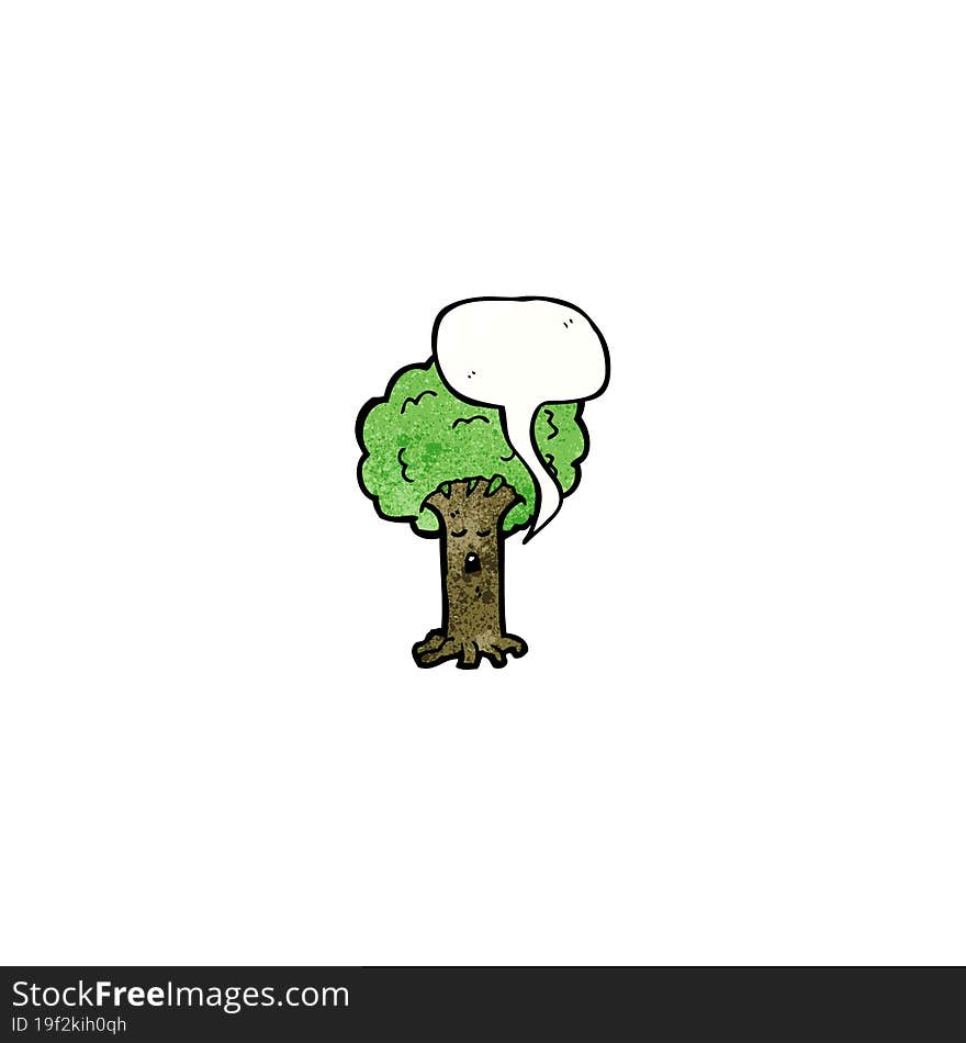 cartoon tree with speech bubble