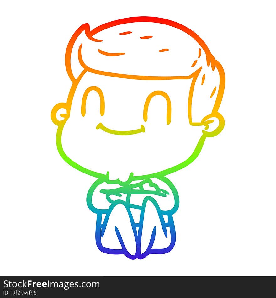 rainbow gradient line drawing of a cartoon friendly man