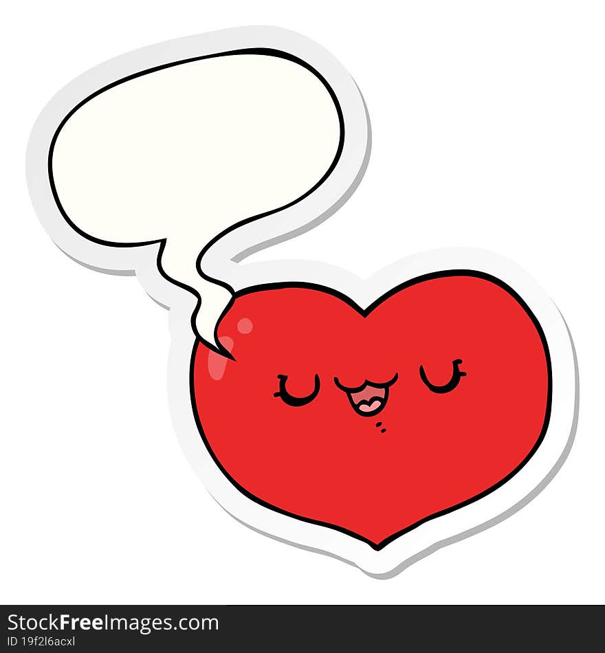 cartoon love heart with speech bubble sticker