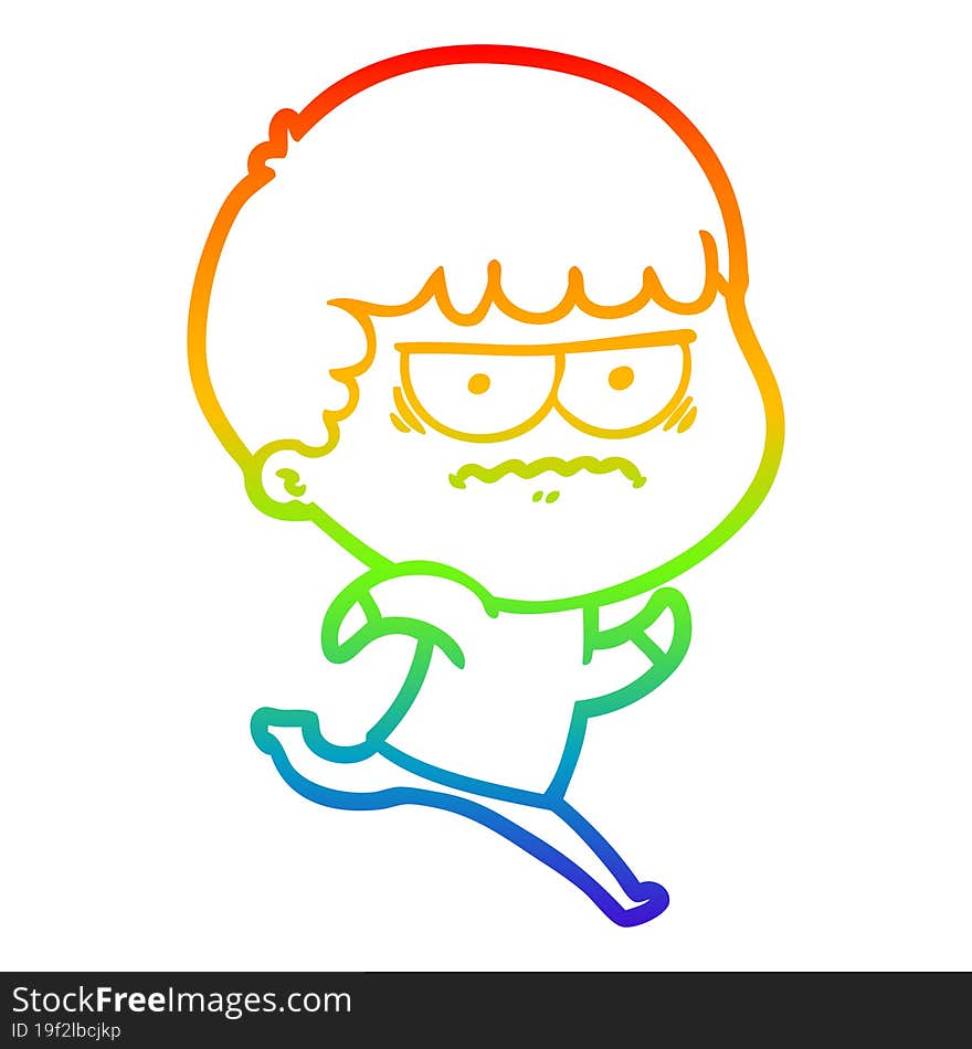 rainbow gradient line drawing cartoon annoyed man