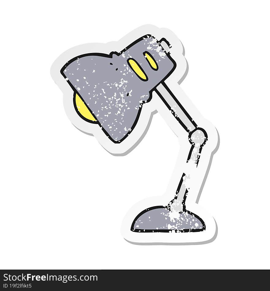 Retro Distressed Sticker Of A Cartoon Lamp