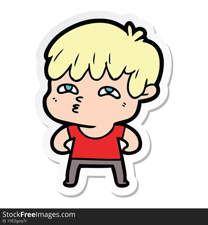 sticker of a cartoon curious man