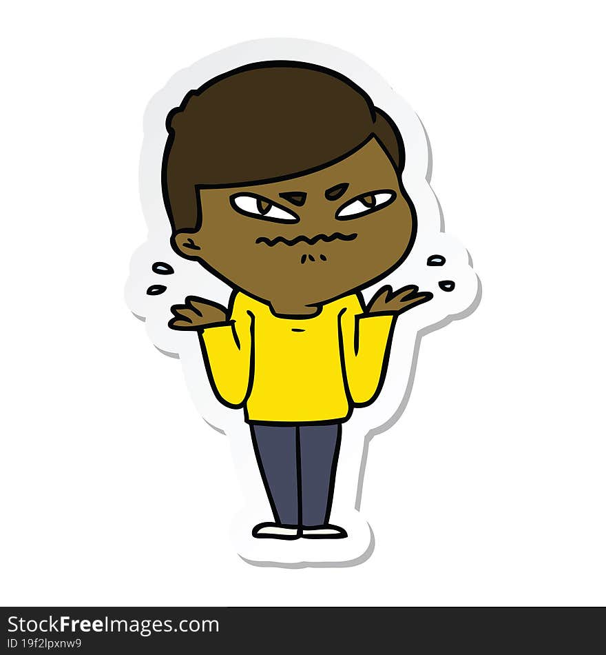 sticker of a cartoon exasperated man