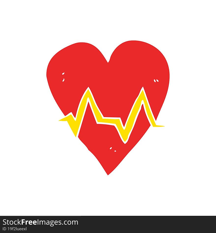 flat color illustration of heart rate pulse symbol. flat color illustration of heart rate pulse symbol