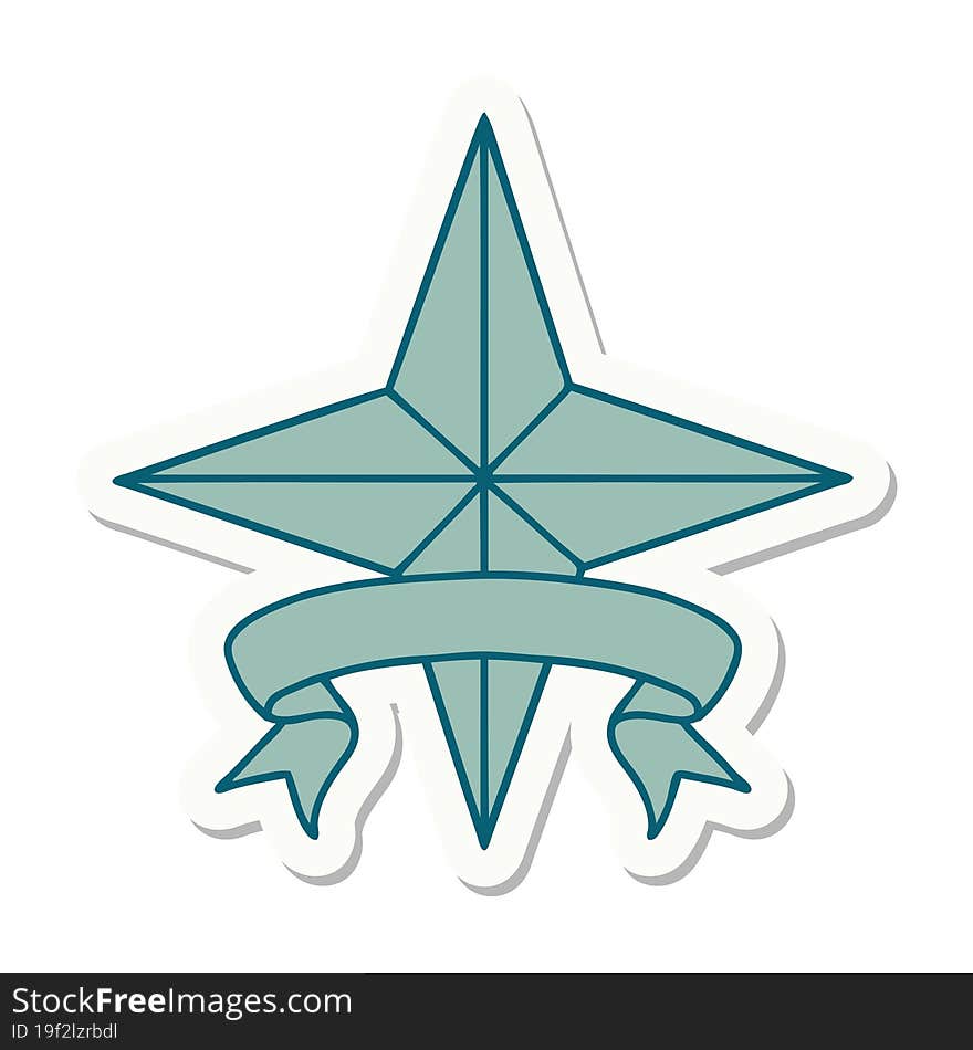 Tattoo Sticker With Banner Of A Star