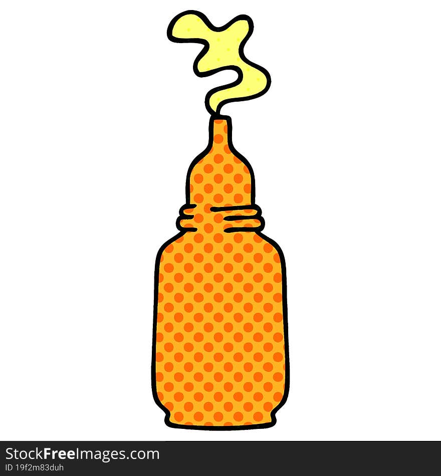 quirky comic book style cartoon mustard bottle