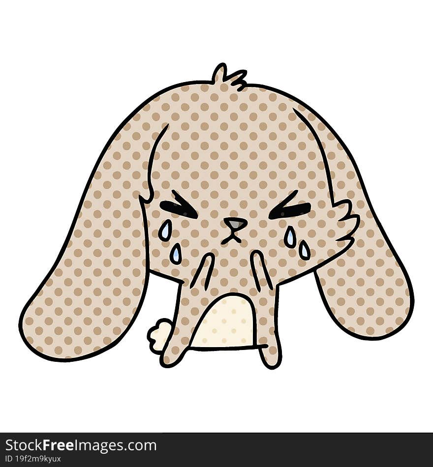 cartoon of cute kawaii sad bunny