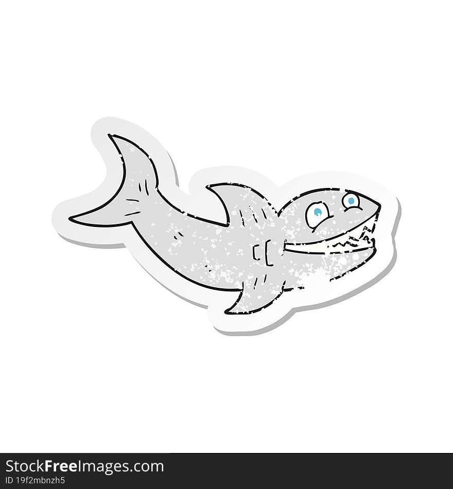 retro distressed sticker of a cartoon shark