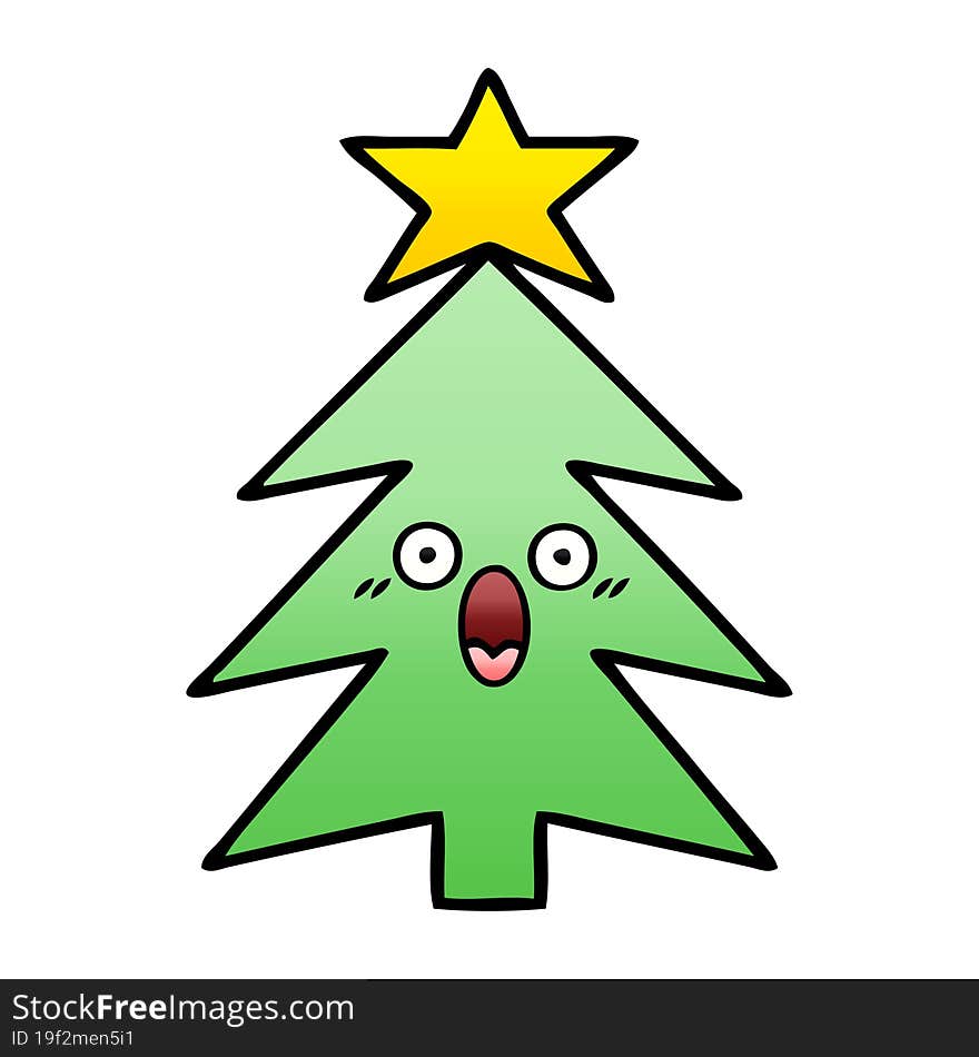 gradient shaded cartoon of a christmas tree