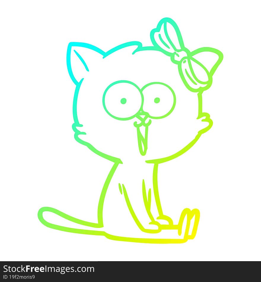 cold gradient line drawing cartoon cat