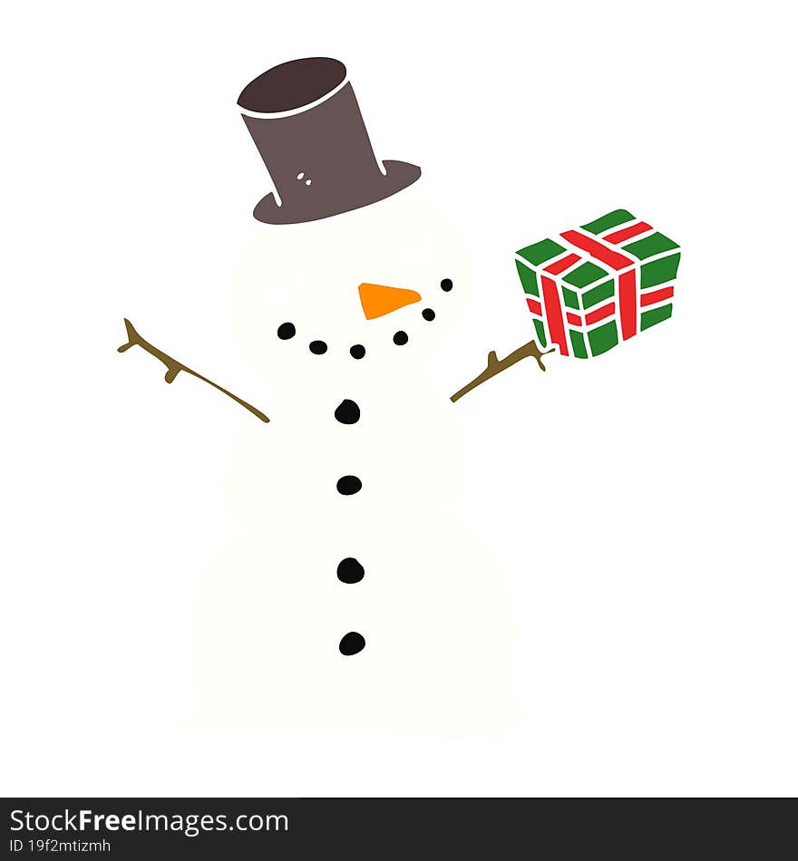 flat color style cartoon snowman