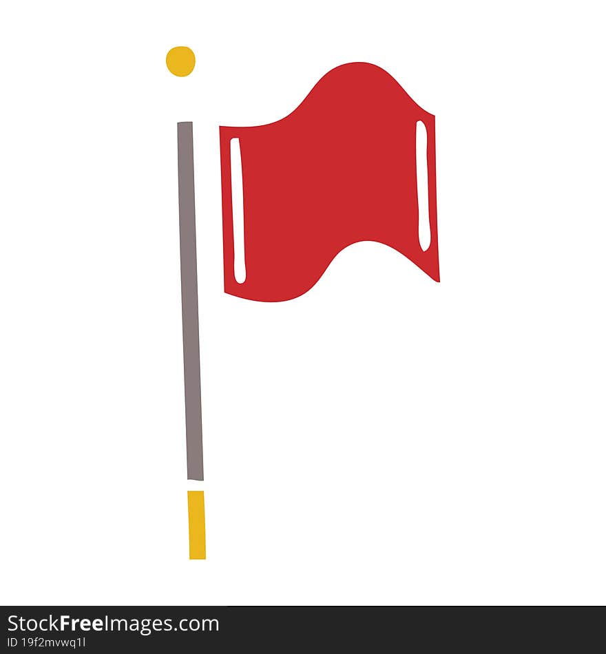 flat color retro cartoon of a red flag