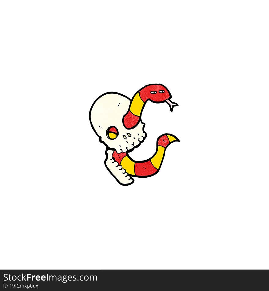 cartoon spooky skull with snake