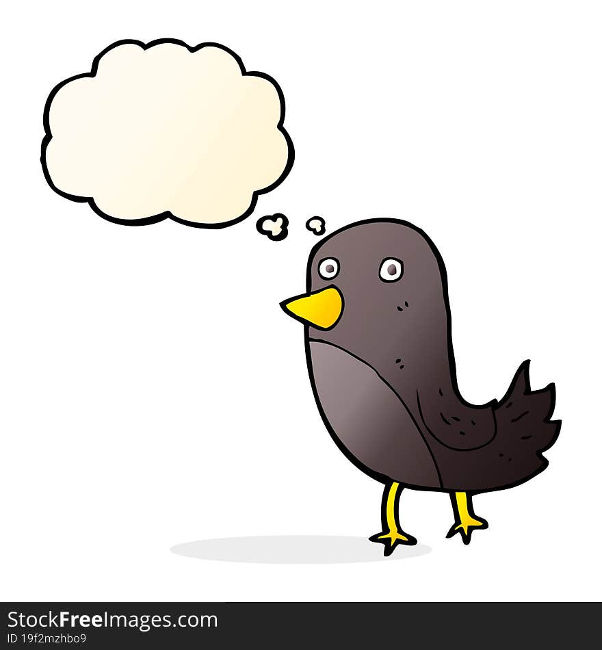 cartoon bird with thought bubble