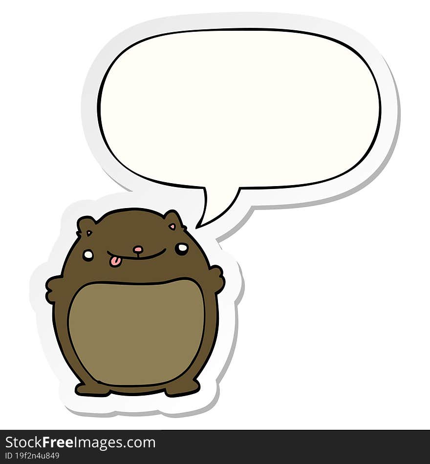 cartoon bear and speech bubble sticker