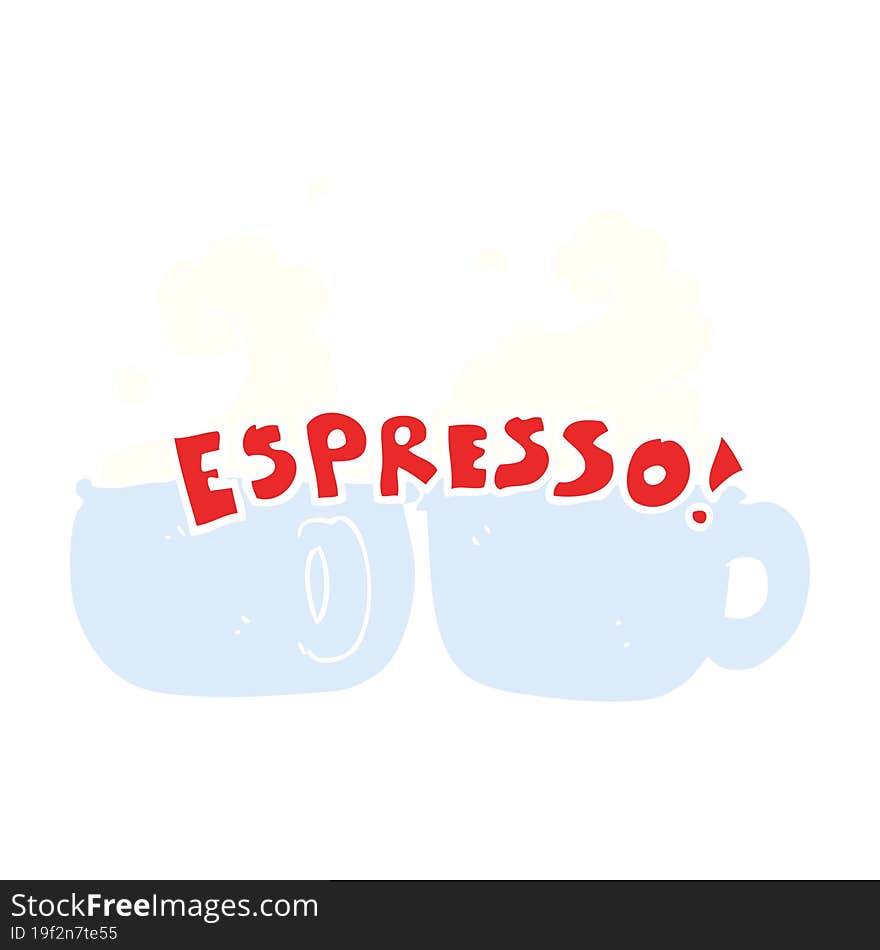 flat color illustration of a cartoon espresso