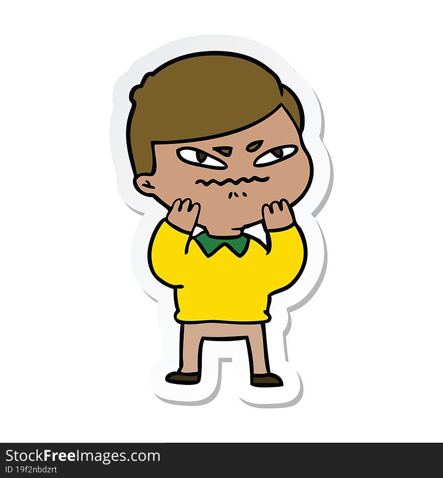 sticker of a cartoon angry man