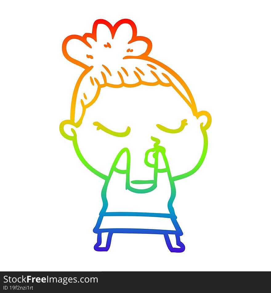 rainbow gradient line drawing cartoon calm woman