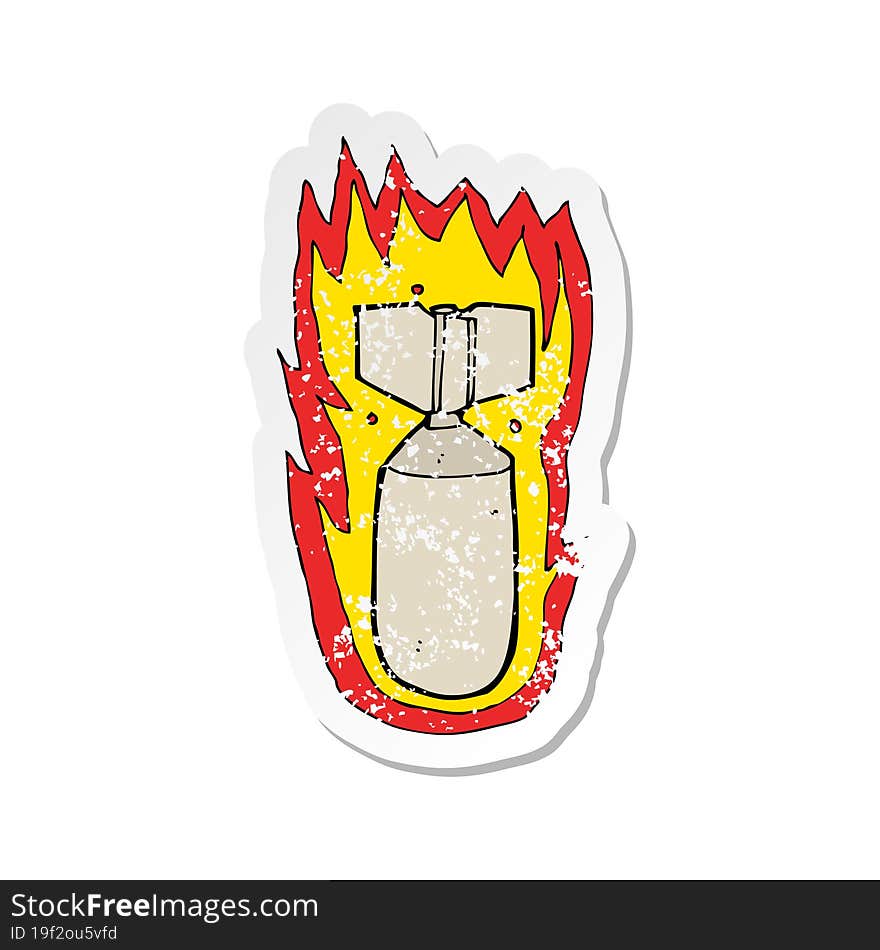 retro distressed sticker of a cartoon flaming bomb