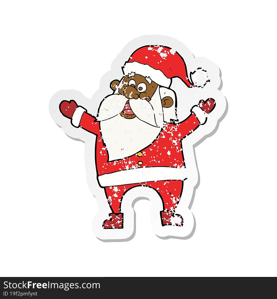 retro distressed sticker of a cartoon santa claus