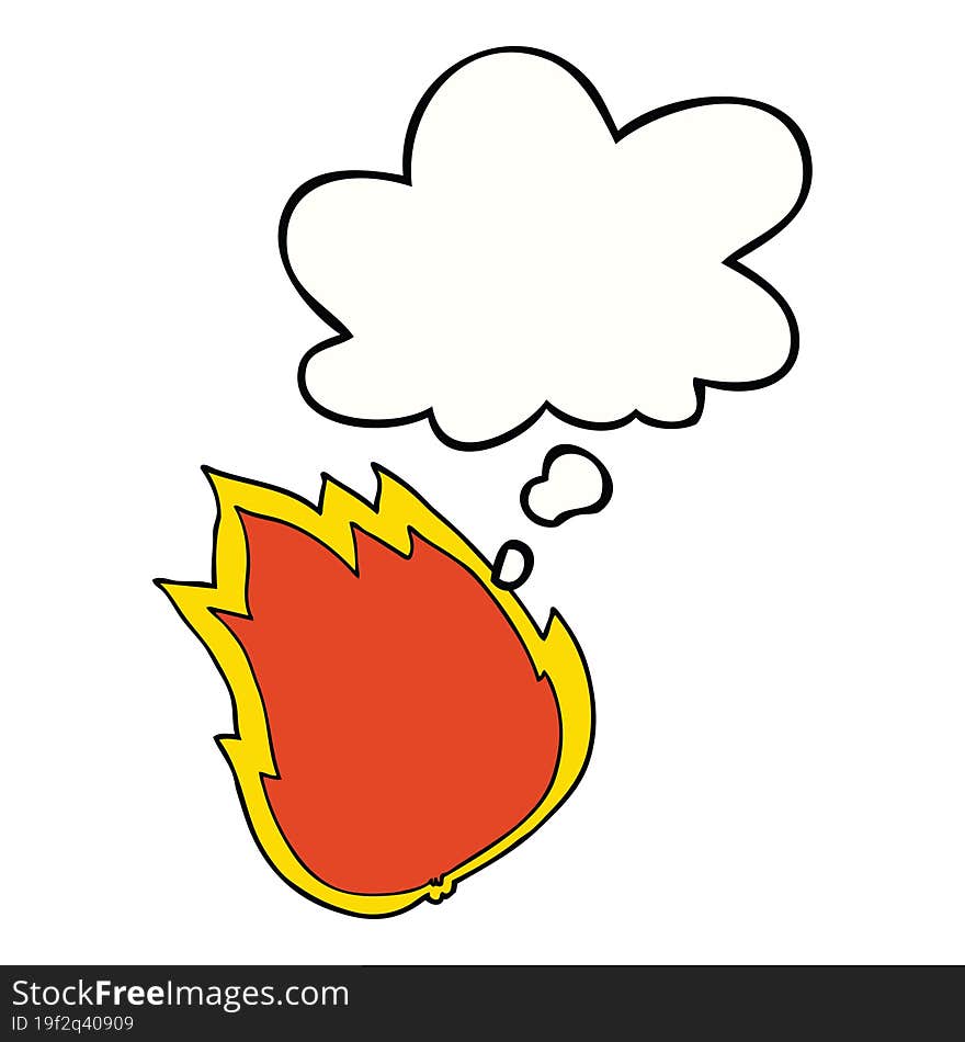 cartoon fire with thought bubble. cartoon fire with thought bubble