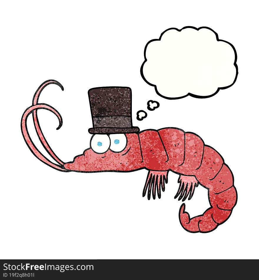 thought bubble textured cartoon shrimp