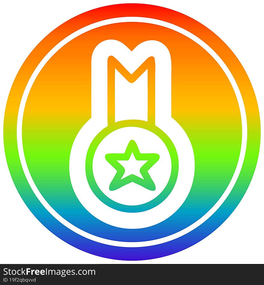 medal award in rainbow spectrum